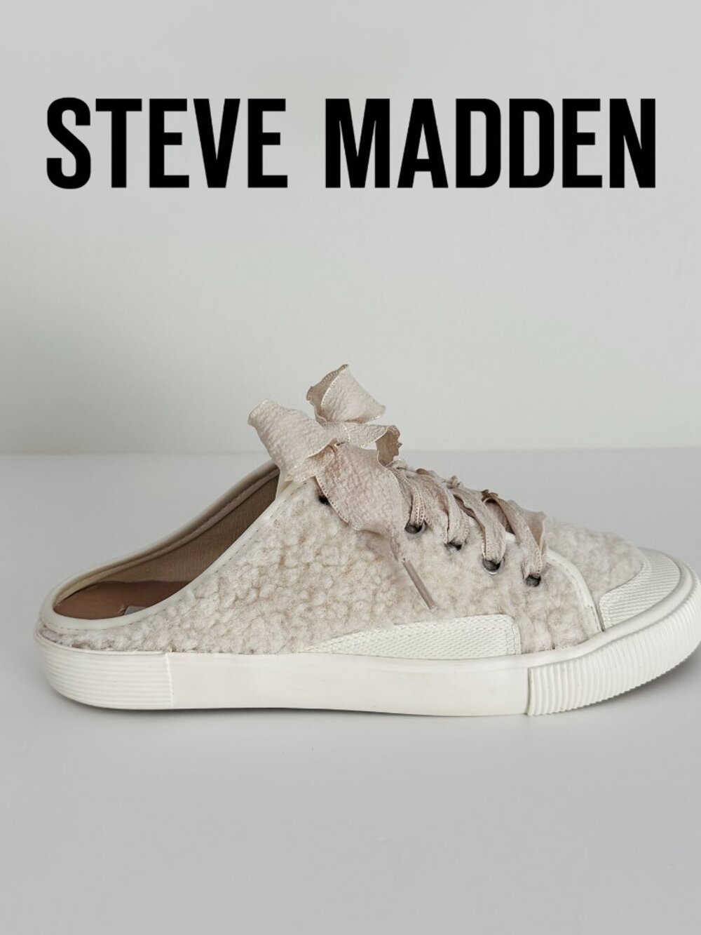 STEVEN by Steve Madden Kalia Ivory Sherpa Sneaker 7M